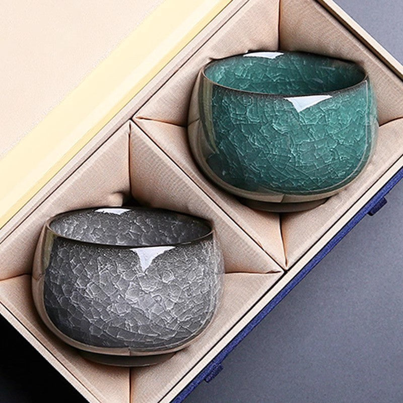 Ice‑Crackle Glaze Ceramic Teacup