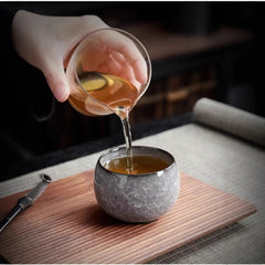 Ice‑Crackle Glaze Ceramic Teacup