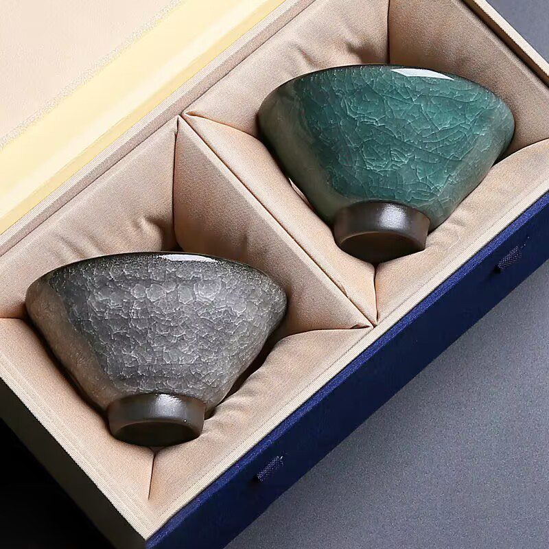Ice‑Crackle Glaze Ceramic Teacup