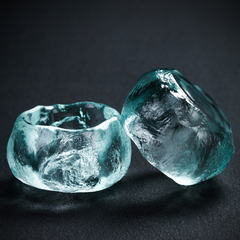 Sky-Blue Liuli Glass Teacup – Translucent & Ethereal With Gift Box