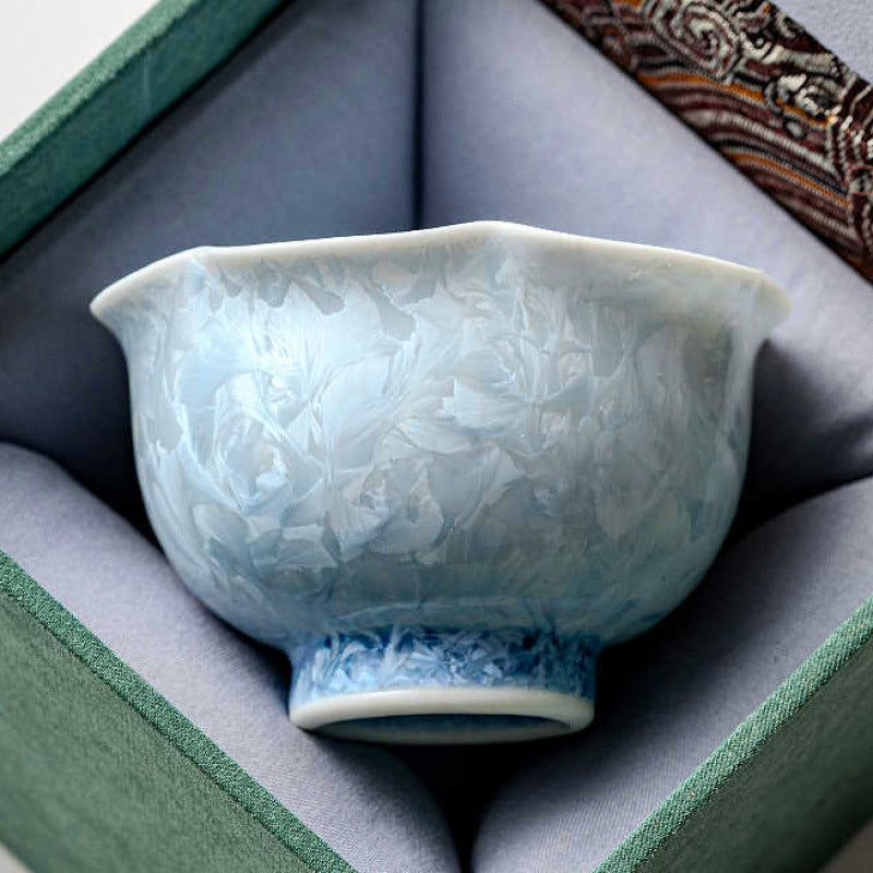 Crystalline-Glaze Flower-Rim Teacup