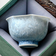 Crystalline-Glaze Flower-Rim Teacup