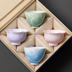 Kiln‑Transmutation Crystalline‑Glaze Tea Cup Set