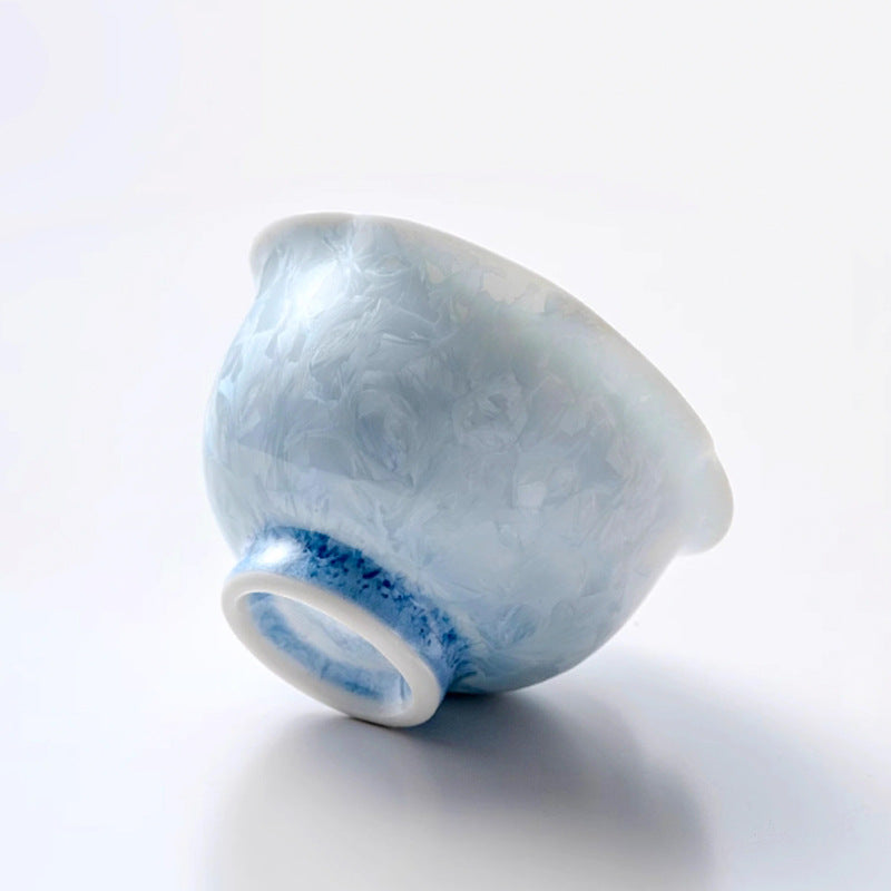 Crystalline-Glaze Flower-Rim Teacup