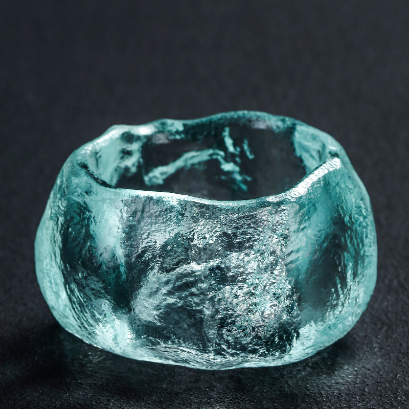 Sky-Blue Liuli Glass Teacup – Translucent & Ethereal With Gift Box