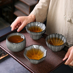Ice‑Crackle Glaze Ceramic Teacup