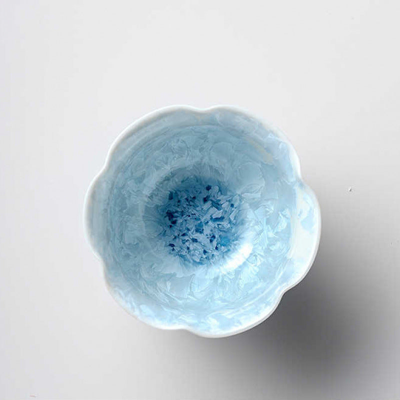 Crystalline-Glaze Flower-Rim Teacup
