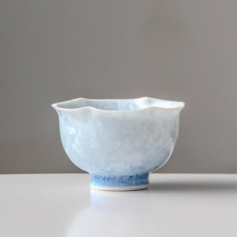 Crystalline-Glaze Flower-Rim Teacup
