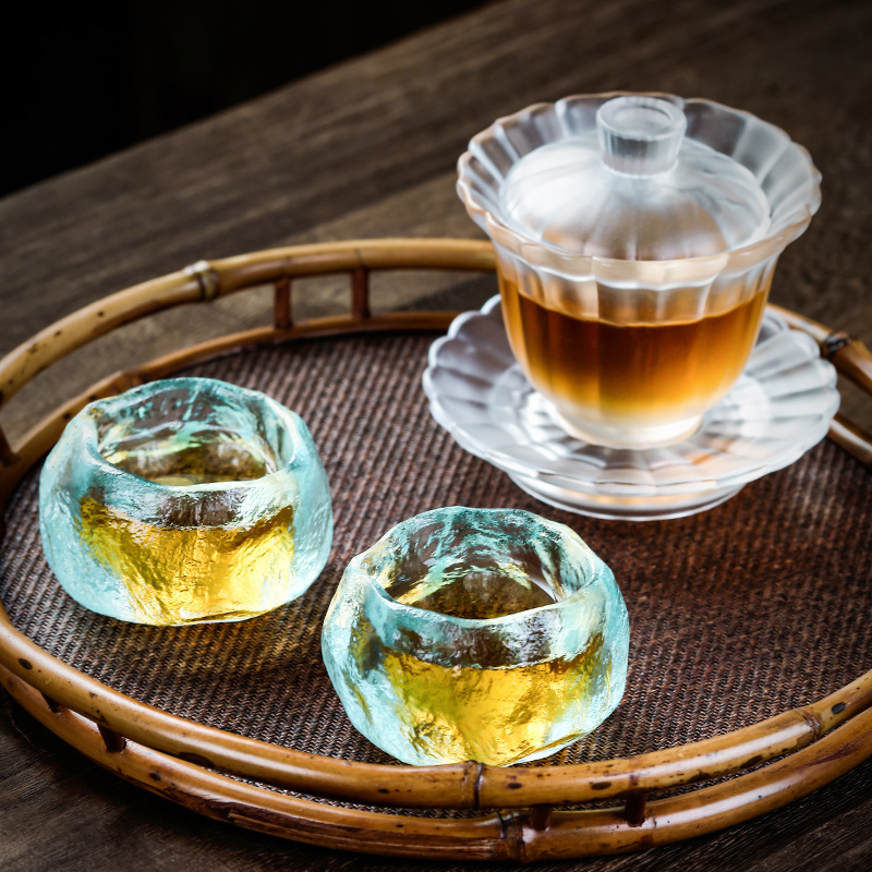 Sky-Blue Liuli Glass Teacup – Translucent & Ethereal With Gift Box