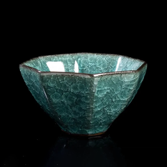 Ice‑Crackle Glaze Ceramic Teacup – Celadon‑Green-Crackle (180 ml each)