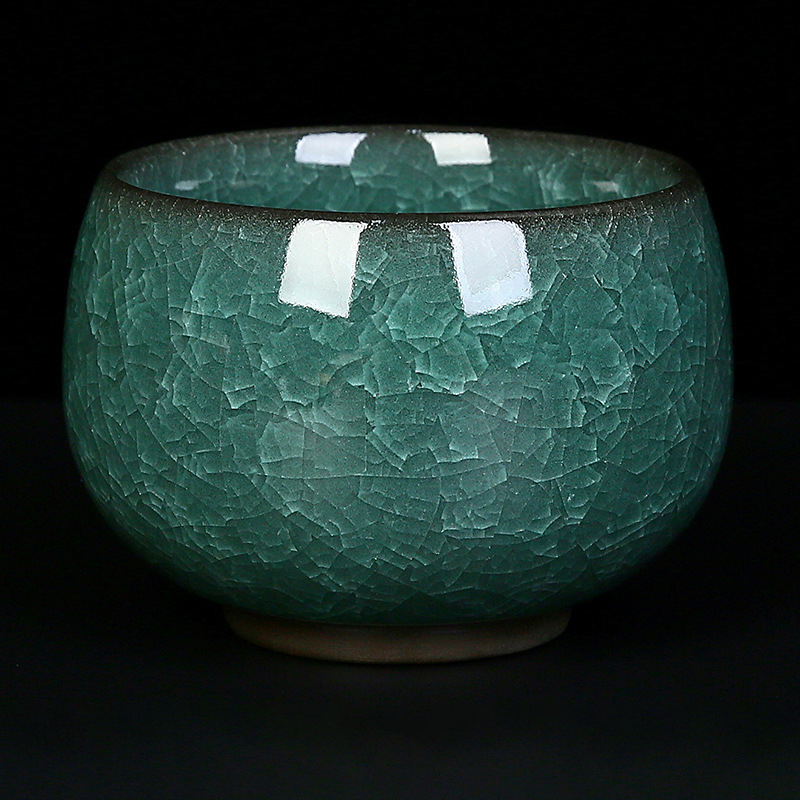 Ice‑Crackle Glaze Ceramic Teacup
