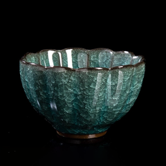 Ice‑Crackle Glaze Ceramic Teacup – Celadon‑Green-Crackle (180 ml each)