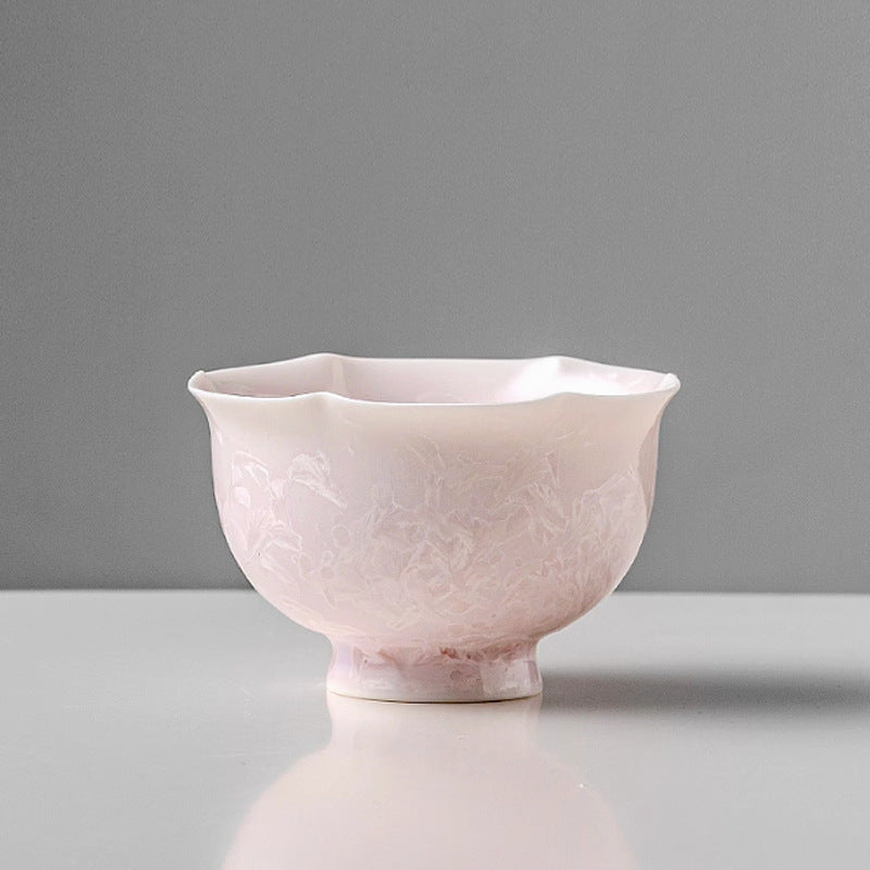 Crystalline-Glaze Flower-Rim Teacup
