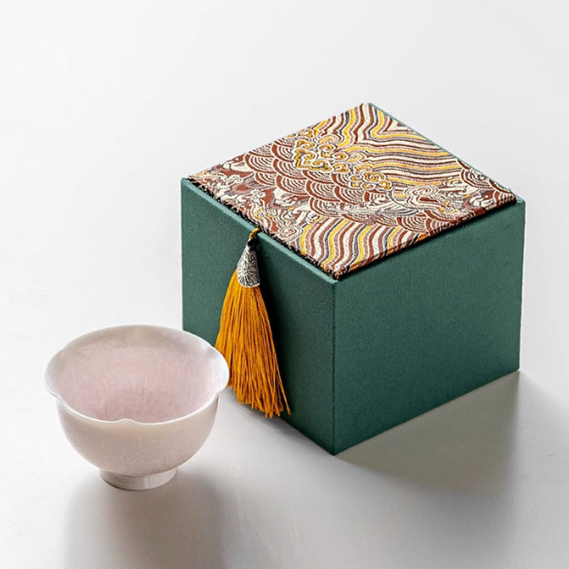 Crystalline-Glaze Flower-Rim Teacup