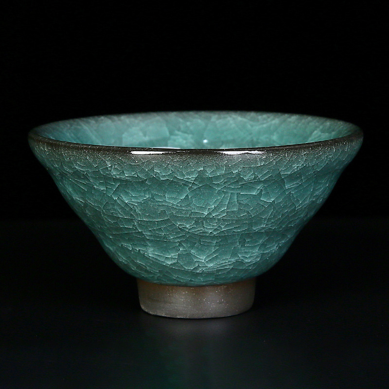 Ice‑Crackle Glaze Ceramic Teacup