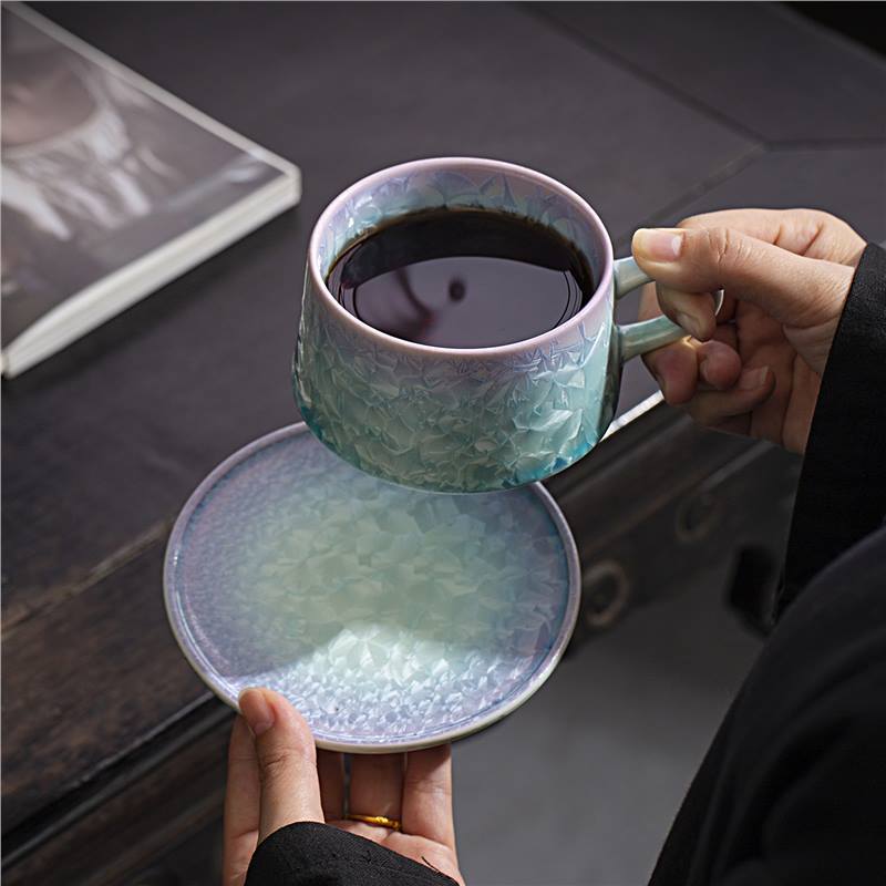 Crystal Glaze Ceramic Coffee Cup | Handmade | Unique Finish