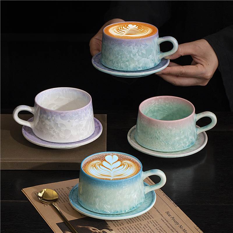 Crystal Glaze Ceramic Coffee Cup | Handmade | Unique Finish